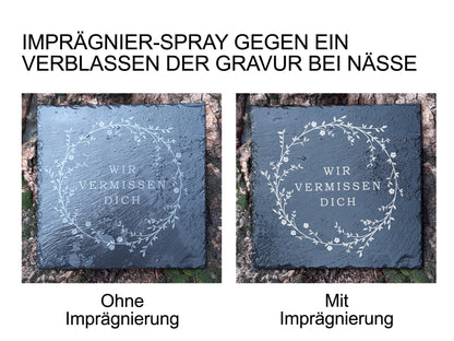 Imprägnierung zum Schutz von Schiefer Grabplatten und Gedenktafel von Memoriam.
