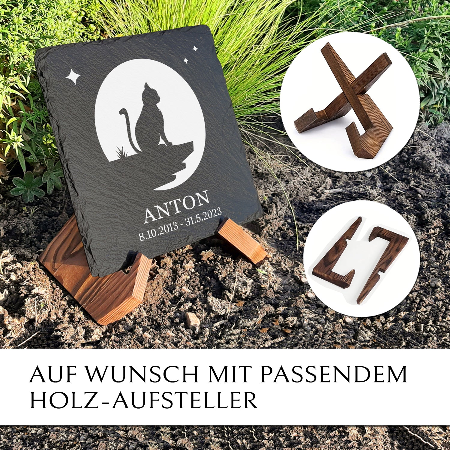 Katzengrabstein mit Gravur & Inschrift von MEMORIAM