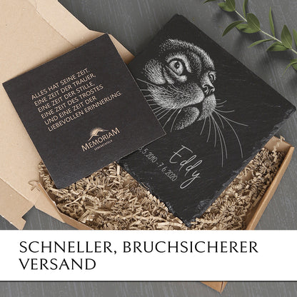 Grabstein für Katze inkl. Bild online bestellen bei MEMORIAM Gedenktafeln.