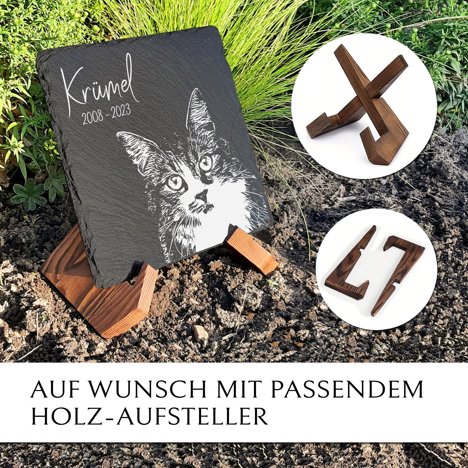 Katzen Grabstein GRANIT GRABSTEIN DOPPEL Grabplatte Produktbild-Vorschau 9