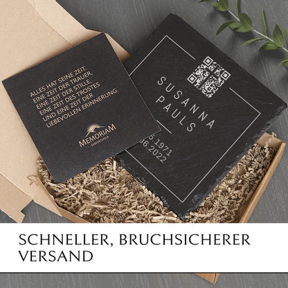 Kleine Grabplatte inkl. QR Code Gravur günstig online bestellen | MEMORIAM Gedenktafeln