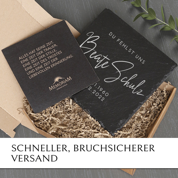 Grabplatte Urnengrab. Aus Schiefer mit Inschrift nach Wunsch.  Günstig online kaufen mit MEMORIAM.