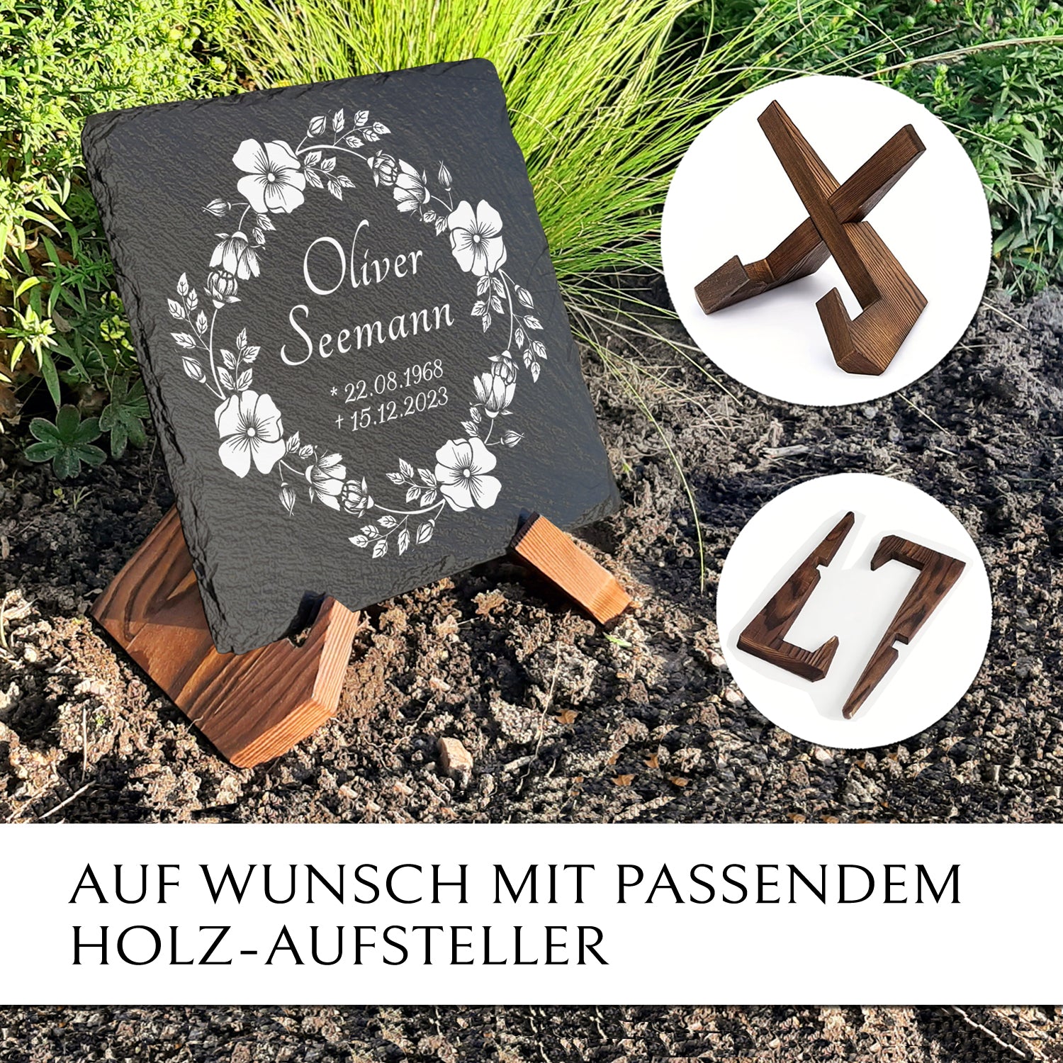 Grabstein Platte 25 x 25 mit Gravur & Inschrift von MEMORIAM.