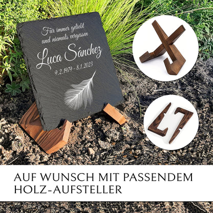 Grab Gedenktafel 25 x 25 cm mit Gravur & Inschrift von MEMORIAM.