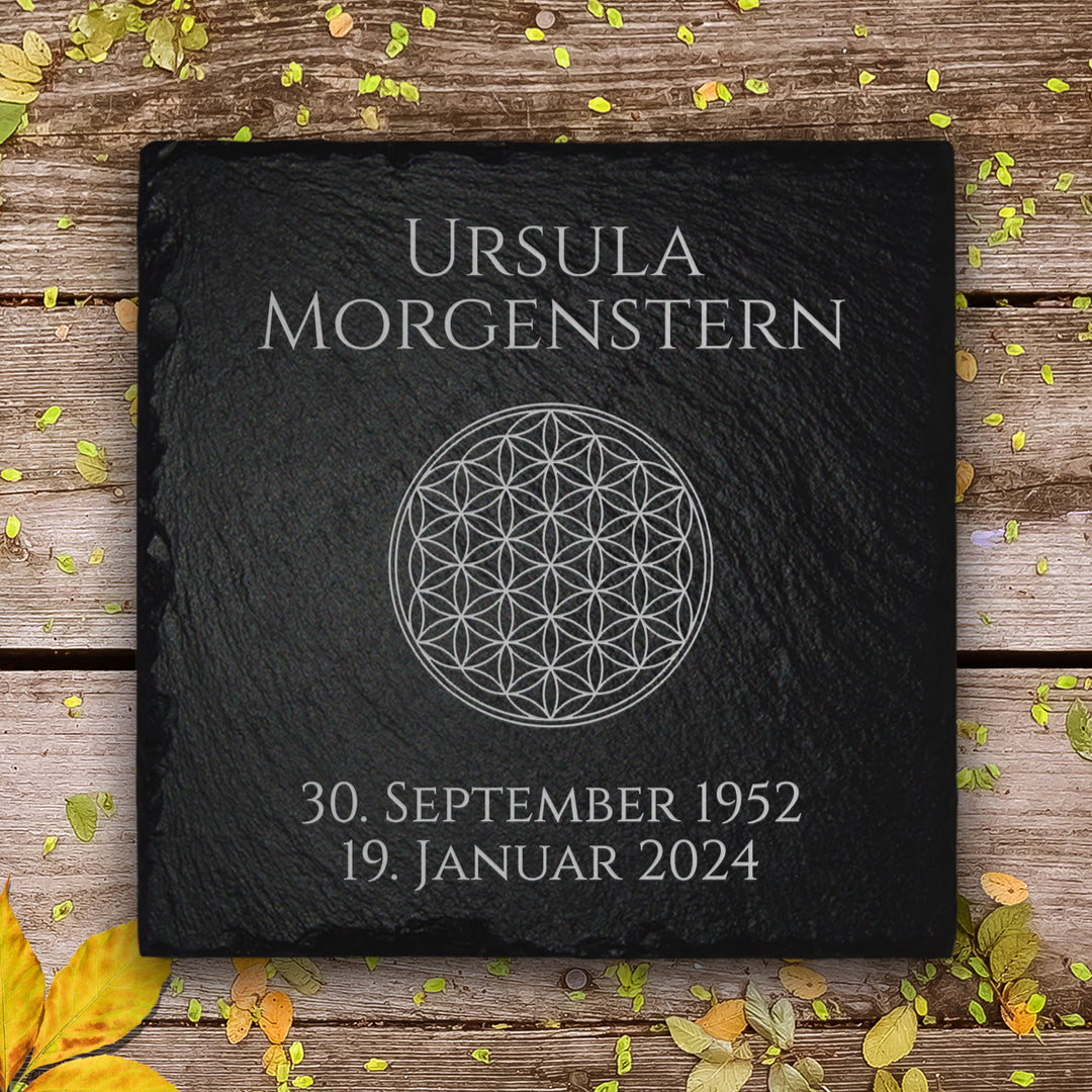 Kleiner Grabstein 20x20 inkl. Lebensblume Gravur &amp; Inschrift | MEMORIAM.