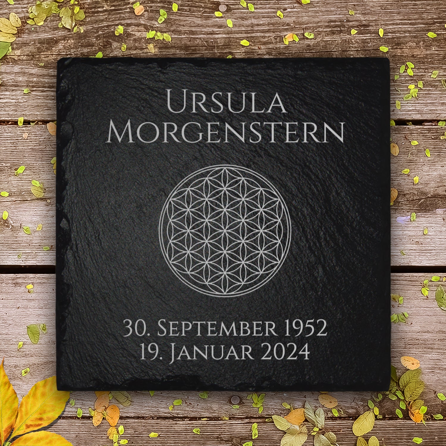 Kleiner Grabstein 20x20 inkl. Lebensblume Gravur & Inschrift | MEMORIAM.