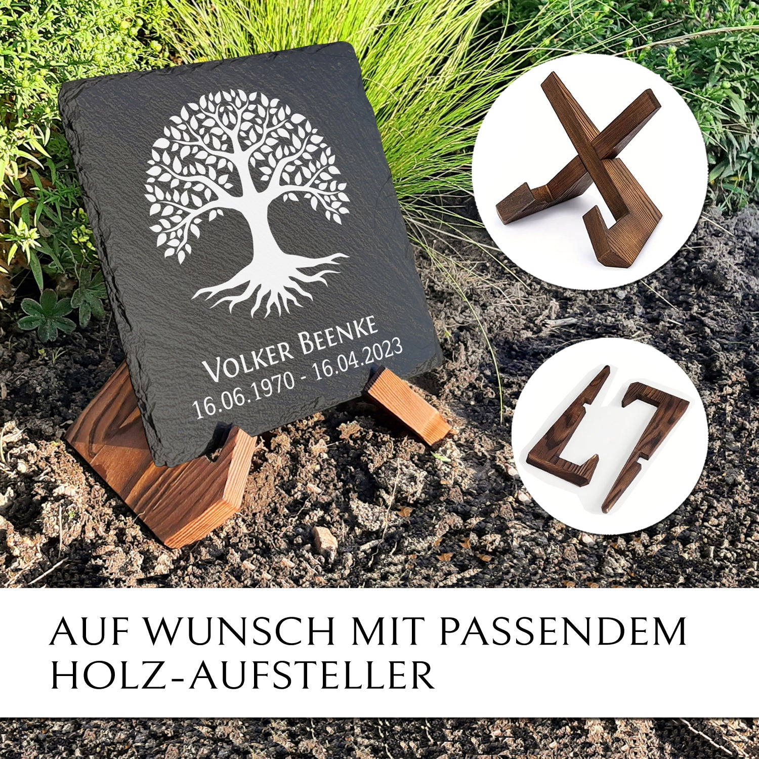 Urnengrabstein für Baumgrab mit Gravur & Inschrift von MEMORIAM.