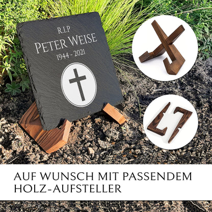 Grab- & Gedenkstein Kreuz 30x30 cm inkl. Beschriftung von MEMORIAM.