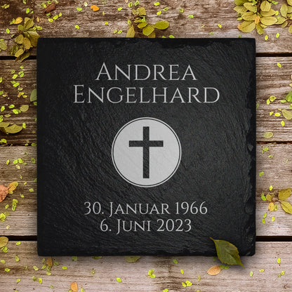Grab- & Gedenkstein Kreuz 20x20 cm inkl. Inschrift von MEMORIAM.