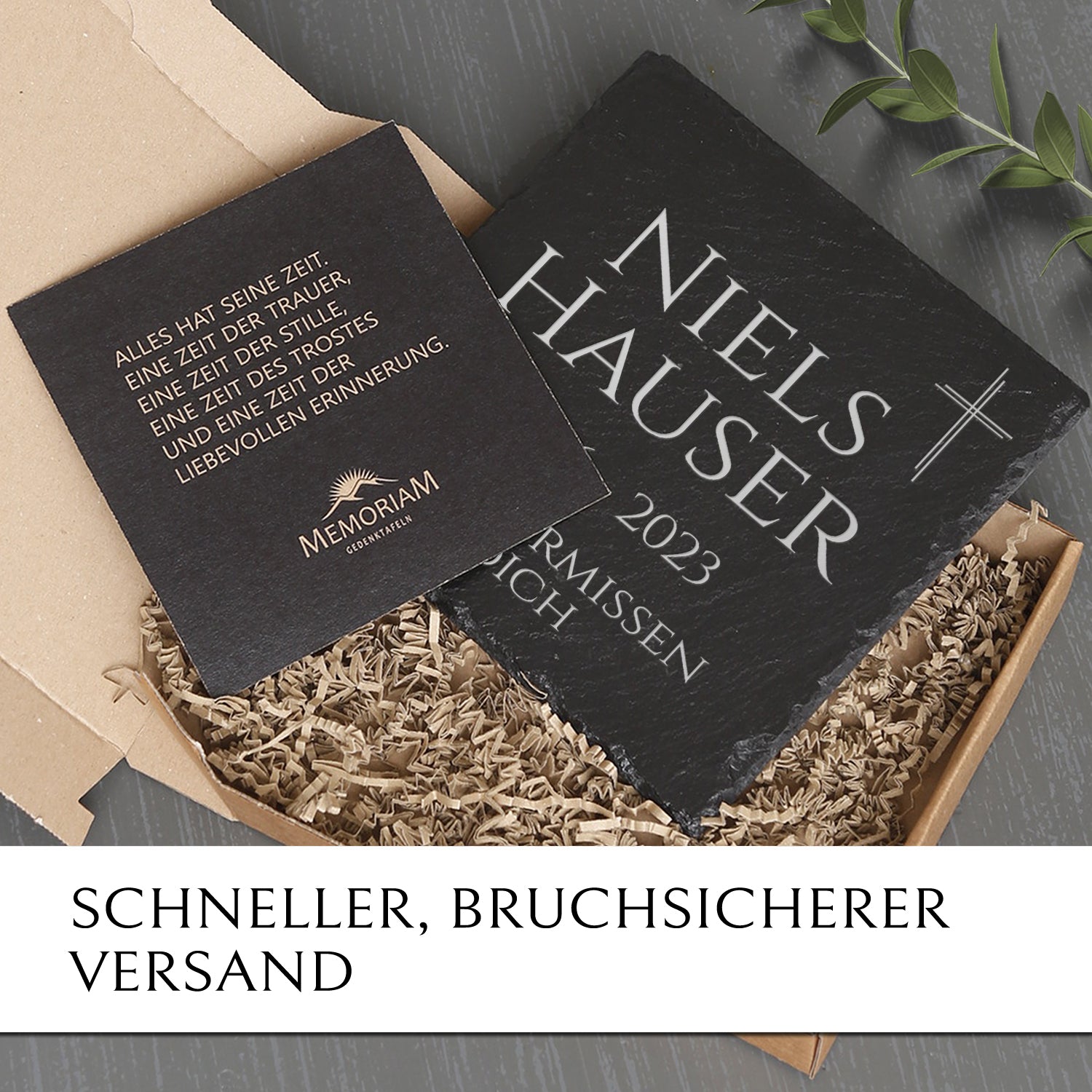 Liegeplatte Erd- & Urnengrab. 25x25 cm inkl. Beschriftung online kaufen | MEMORIAM.