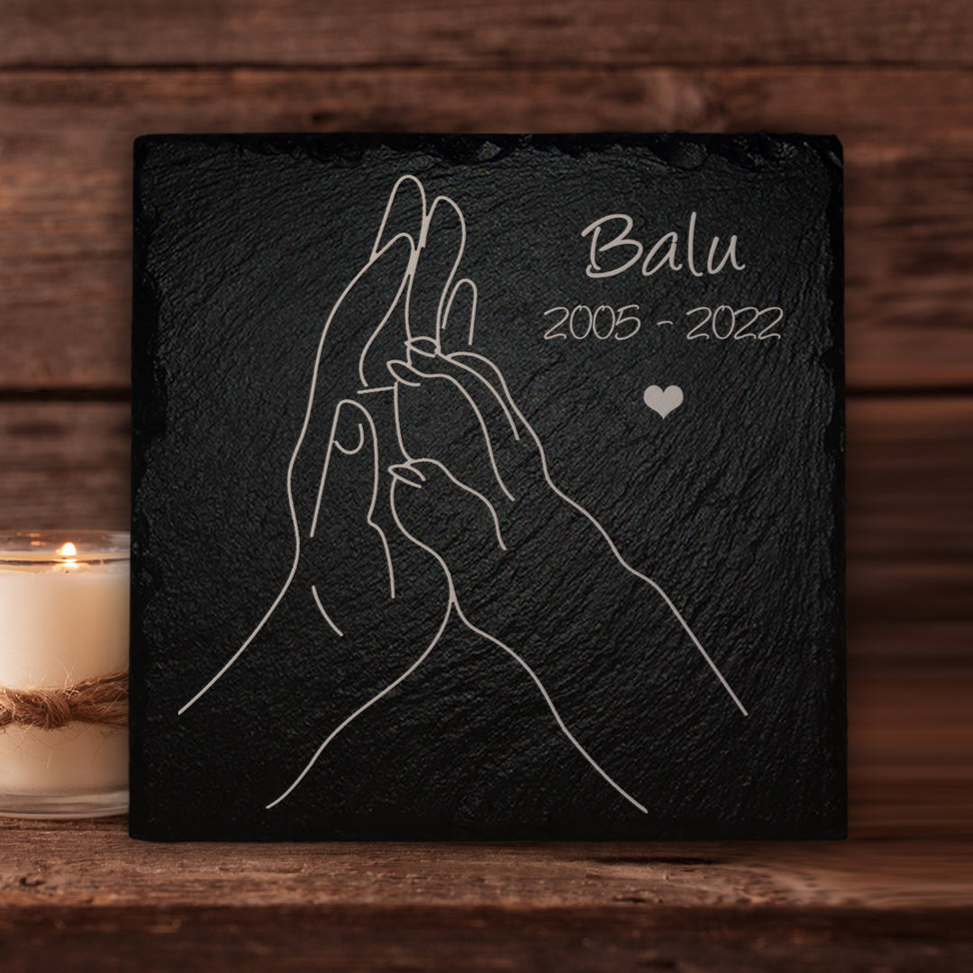 Liebevolle Haustier Gedenktafel mit Inschrift von MEMORIAM