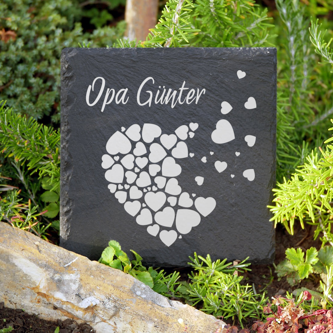 Personalisierter Grabschmuck mit wetterfester Herz Gravur | Memoriam