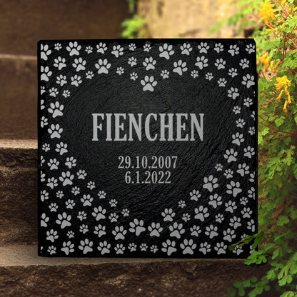 Haustier Grabstein mit Herz Gravur und Inschrift von MEMORIAM Gedenktafeln.