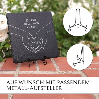 Trauer- & Gedenkstein 25x25 inkl. Herz & Beschriftung | MEMORIAM.