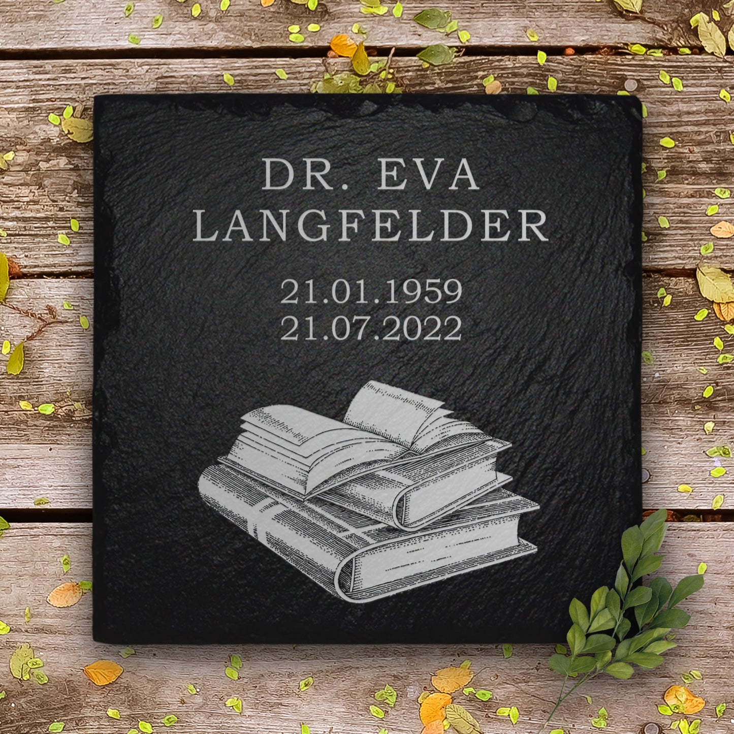 Trauer- & Gedenktafel mit Buch Gravur und Inschrift | MEMORIAM.