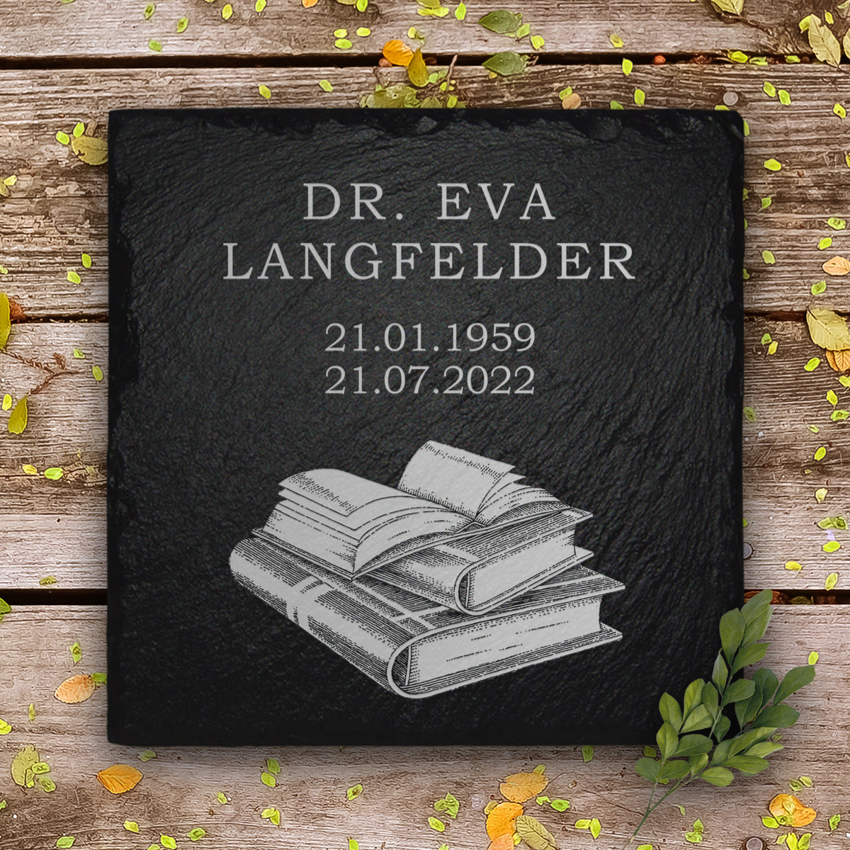 Trauer- & Gedenktafel mit Buch Gravur und Inschrift | MEMORIAM.