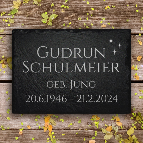 Gedenk- & Trauerstein 20x30 inkl. Sterne Gravur & Inschrift | MEMORIAM.