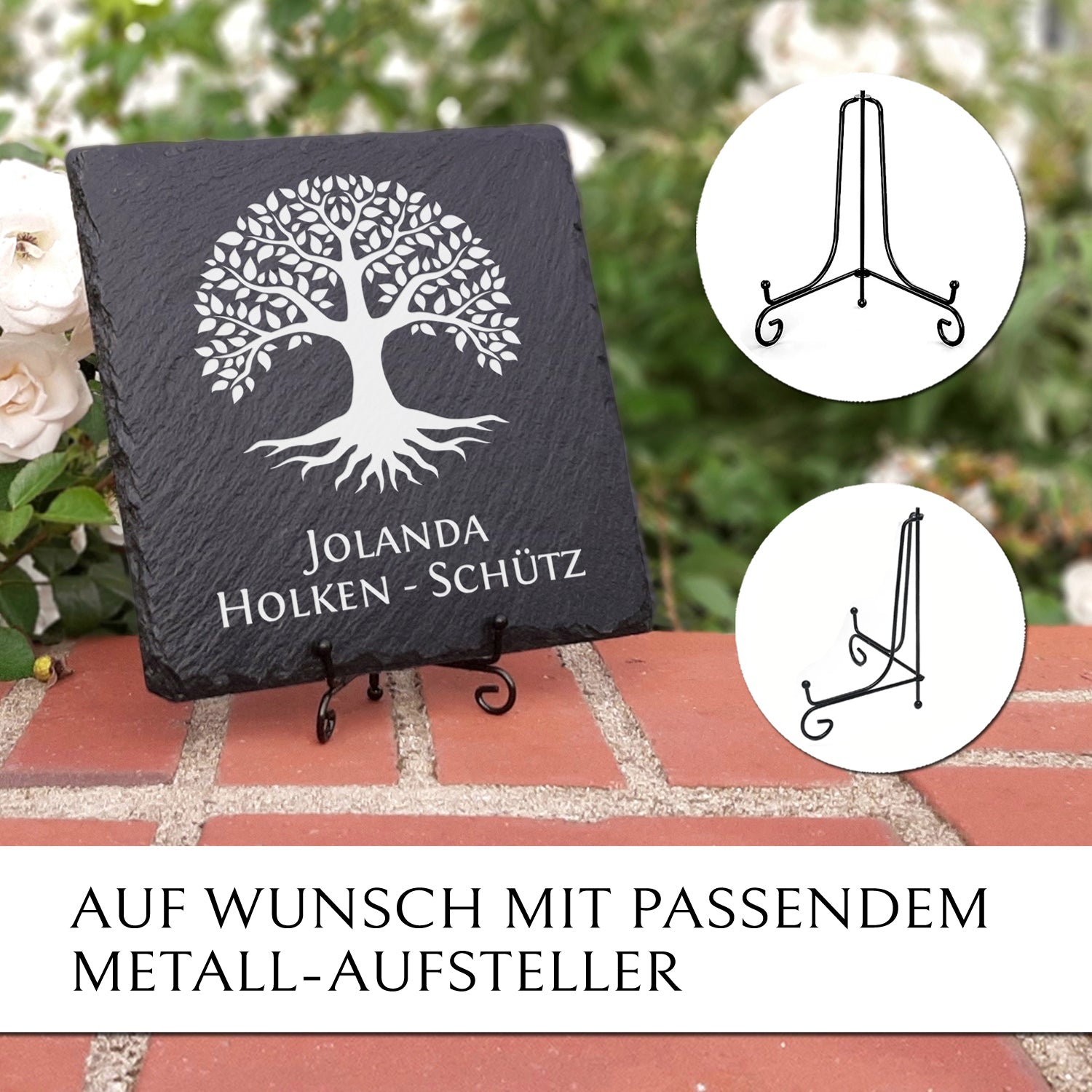 Kleiner Baum- & Urnengrabstein mit Baum Motiv & Text| MEMORIAM. 