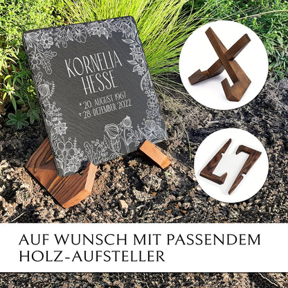 Urnengrabstein 25x25 cm | Grab Platte aus Schiefer | MEMORIAM.