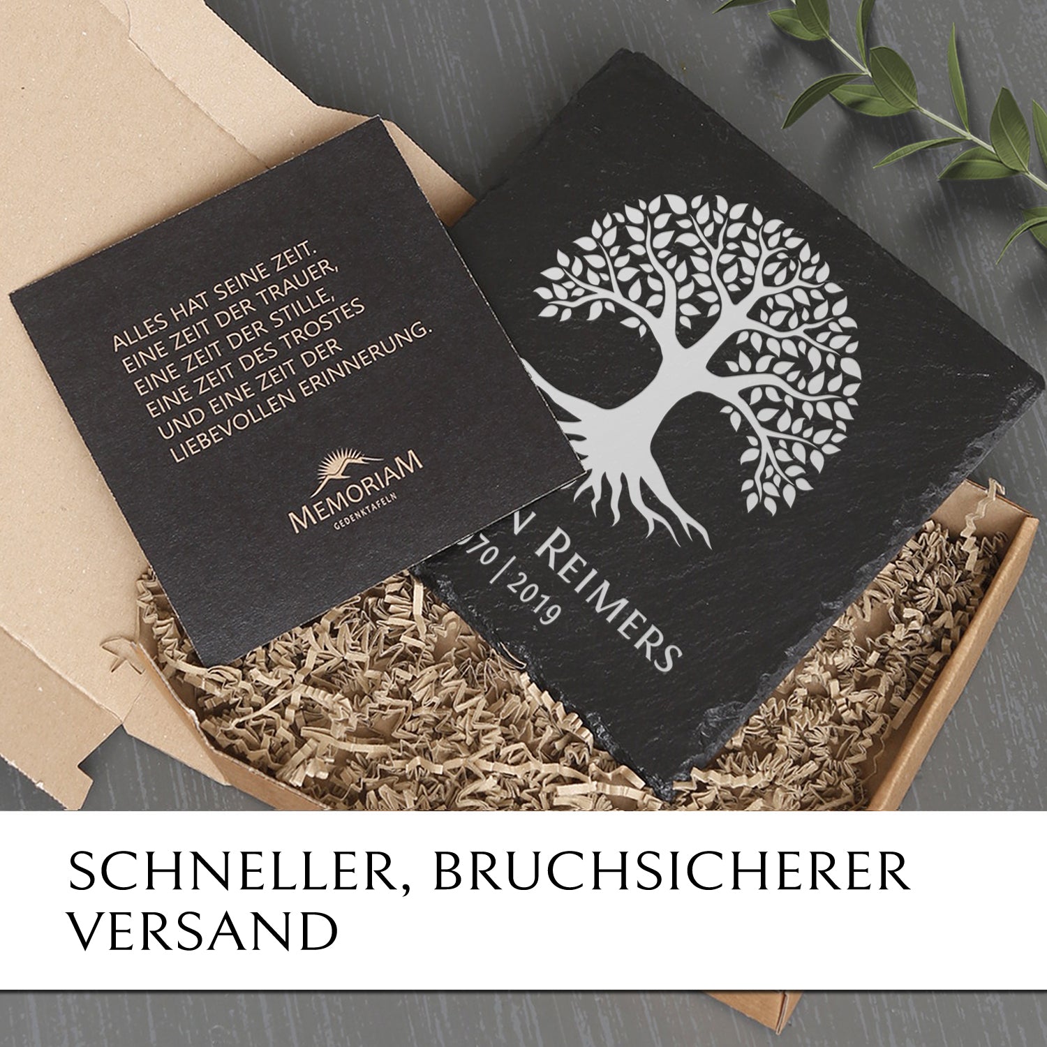 Urnen- und Baumgrabstein preiswert online bestellen mit MEMORIAM.