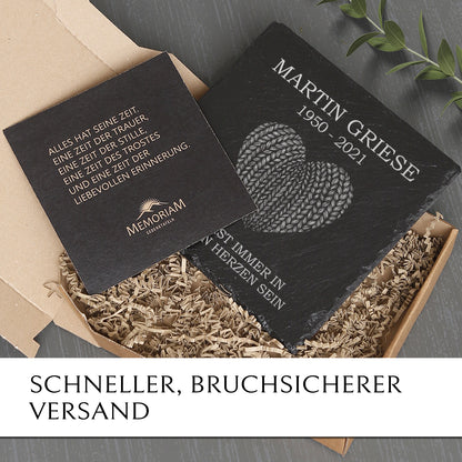 Urnengrabstein aus Schiefer mit Herz online bestellen | MEMORIAM.