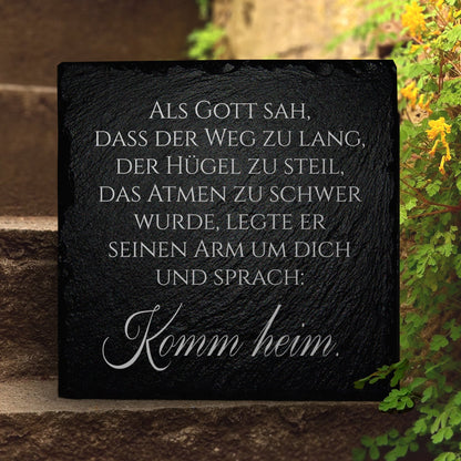 Wetterfeste Grabschmuck-Tafel mit Trauerspruch zur Beerdigung | MEMORIAM Gedenktafeln. 