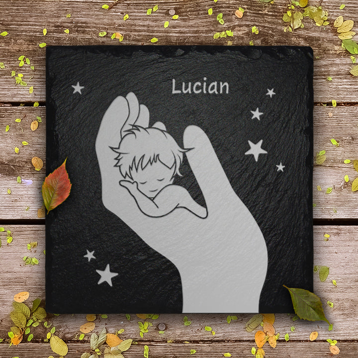 Sternenkind Grab Gedenktafel aus Schiefer von MEMORIAM. 