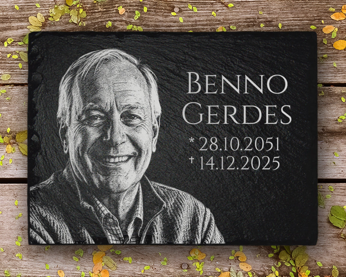 Grabplatte mit Foto-Gravur und Inschrift von Memoriam Gedenktafeln.