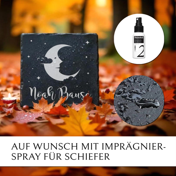 Laden Sie das Bild in den Galerie-Viewer, Sternenkind Gedenkstein aus Schiefer mit wetterfester Imprägnierung von MEMORIAM Gedenktafeln.
